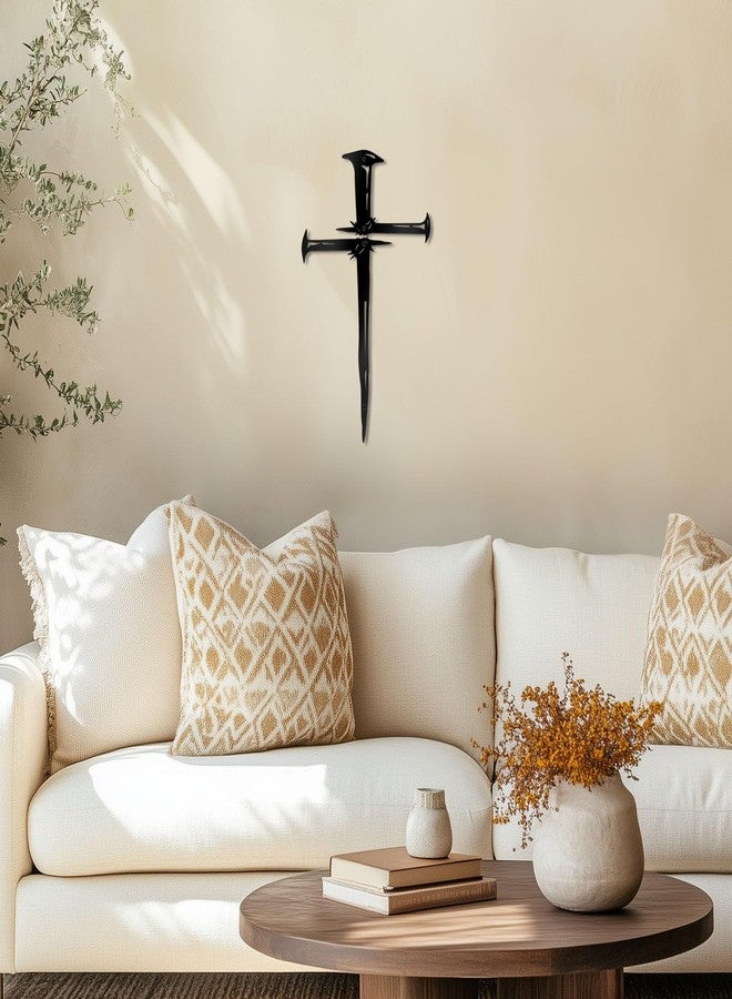 KOYILTD Metal Jesus Cross Wall Art Decor Religious Wall Baptism Decor Minimalist Decorations for Home Office Biblical Jesus Cross Wall Art Decoration Gift for Christian (Abstract, Medium) - Image 3